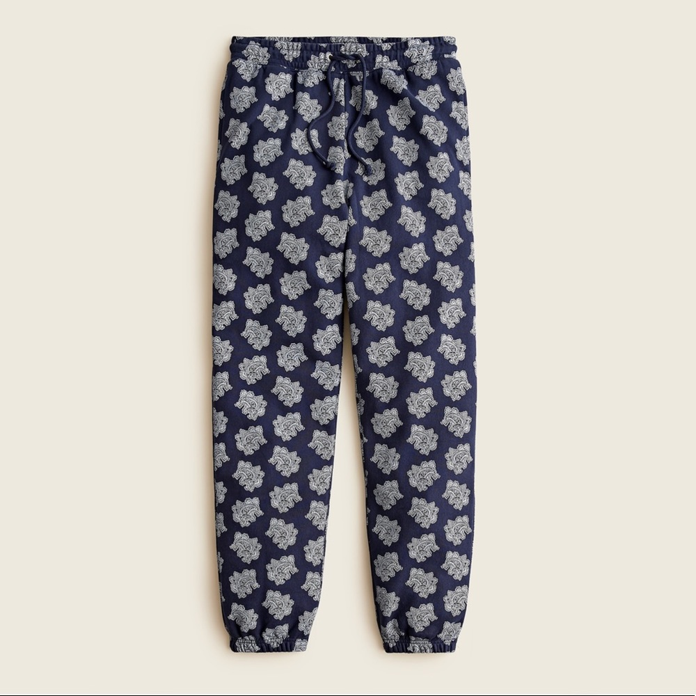J CREW University terry drawstring sweatpant in paisley bunch